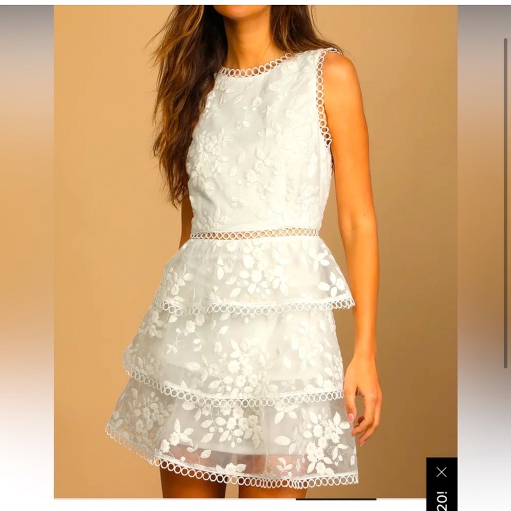 Look So Sweet White Floral Embroidered Organza Mini Dress